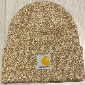 Carhartt infant beanie, brown/cream, logo patch, unworn, gift size mismatch.